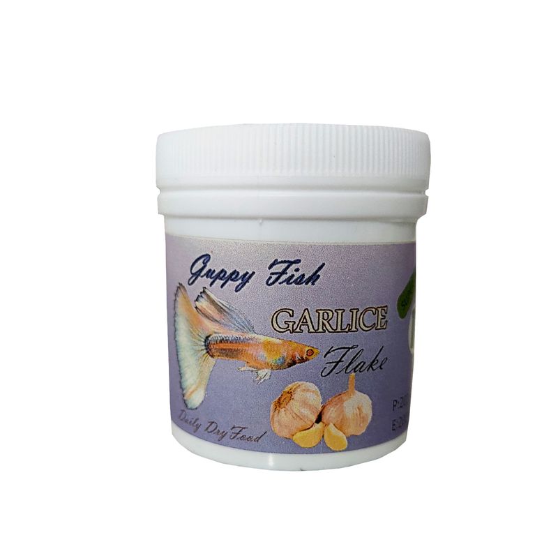 غذای ماهی گوپی مدل garlic flake  وزن 30 گرم