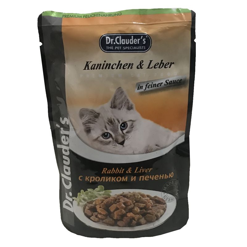 غذای پوچ گربه دکتر کلادرز مدل rabbit&liver وزن 100 گرم