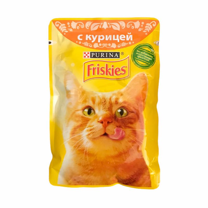 غذای پوچ گربه فریسکیز مدل chicken وزن85 گرم