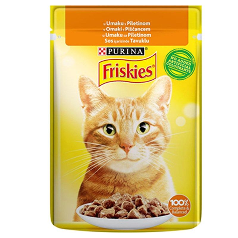غذای گربه بالغ فریسکیز مدل adult chicken وزن 85 گرم