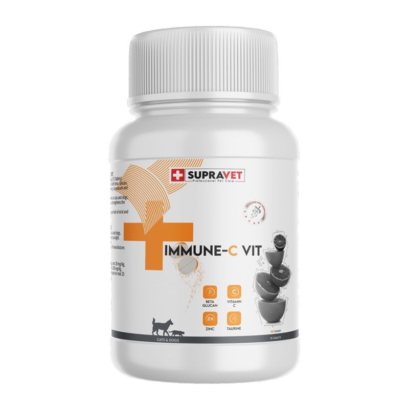 قرص تقویت سیستم ایمنی سگ و گربه سوپراوت مدل immune c vit بسته 75 عددی