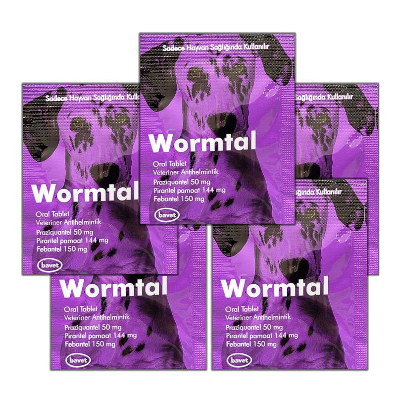 قرص ضد انگل سگ و گربه باوت مدل wormtal وزن 20 گرم بسته پنج عددی
