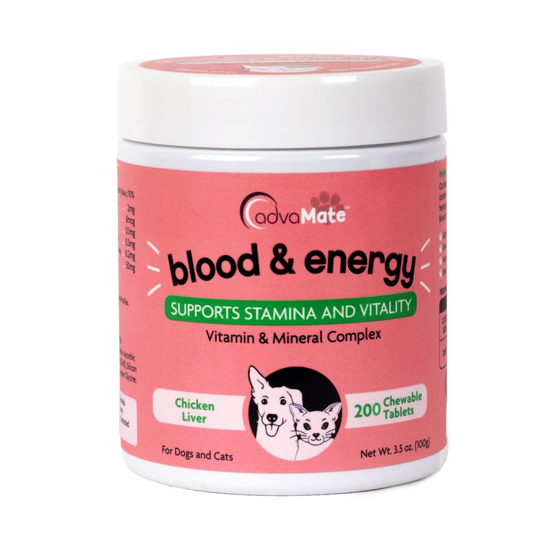 قرص مکمل خون ساز و انرژی زا سگ و گربه ادواکر مدل blood energy بسته 200 عددی