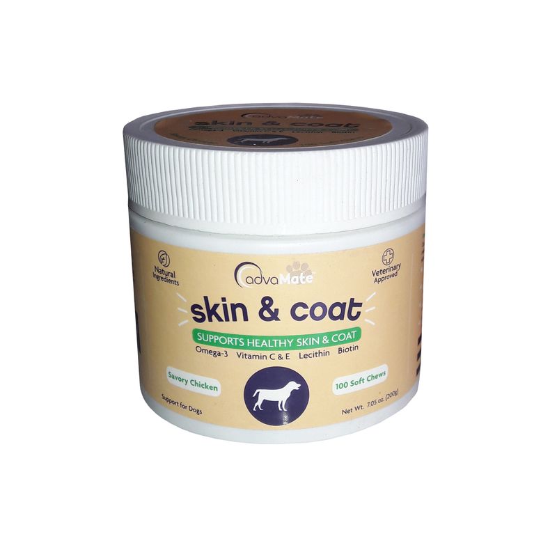 قرص مکمل سگ ادوامیت مدل skin&coat بسته 100 عددی