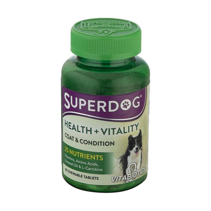 قرص مکمل سگ ویتابیوتیکس مدل  superdog health vitality بسته 60 عددی