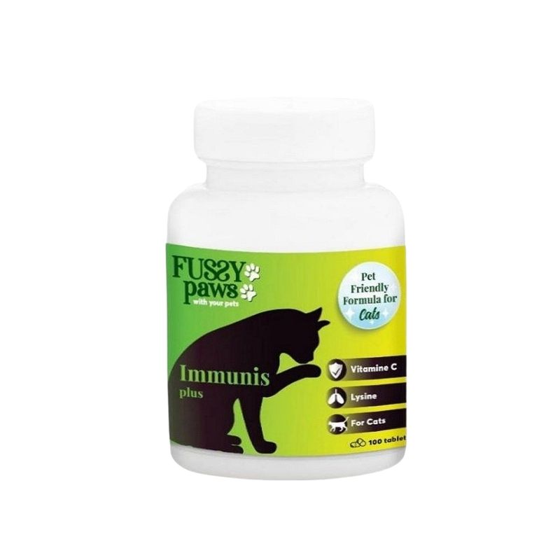قرص مکمل سیستم ایمنی گربه فاسی پاوز fussy paws مدل immunis plus بسته 100 عددی