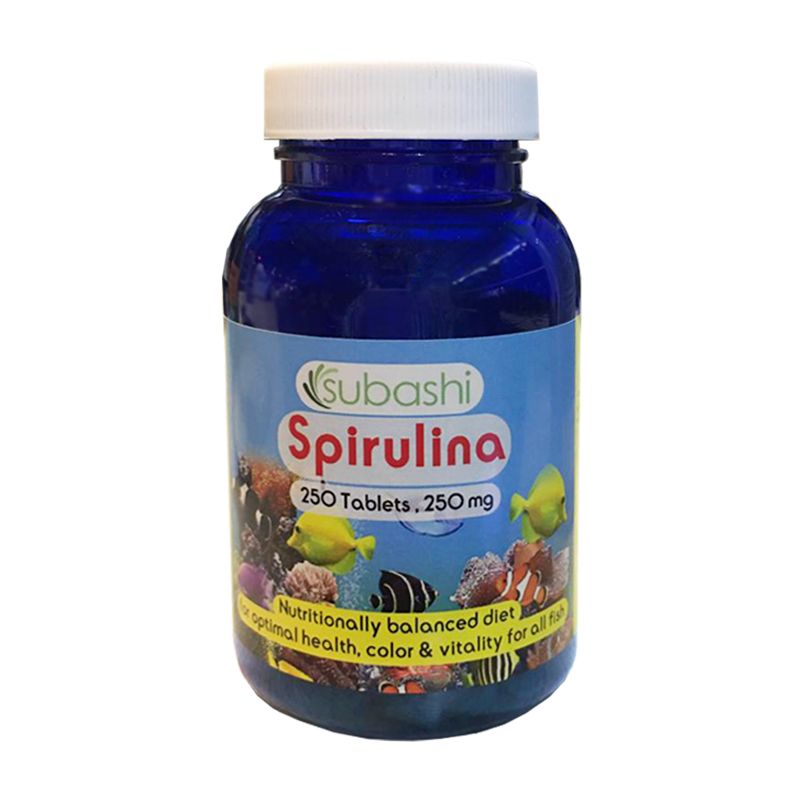 قرص مکمل غذای ماهی سوباشی مدل spirulina بسته وزن 95 گرم 250 عددی