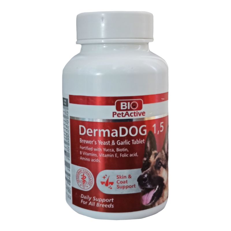 قرص مکمل غذایی سگ بایوپت اکتیو مدل dermadog_1_5 وزن 75 گرم بسته 50 عددی