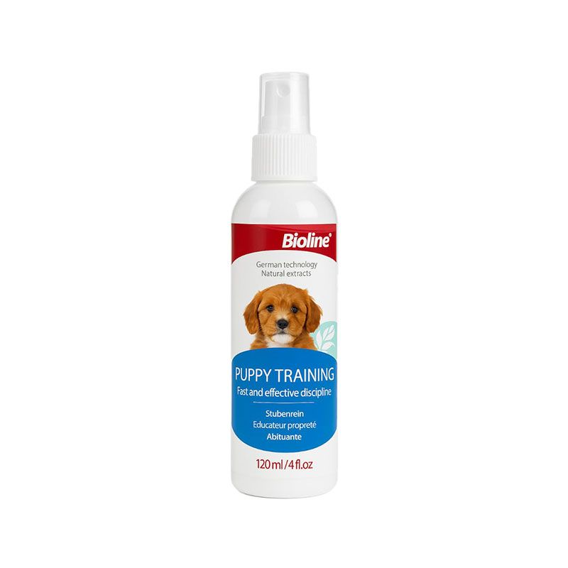 قطره توله سگ بایولاین مدل تعلیم ادرار puppy training spray حجم 120 میلی‌لیتر