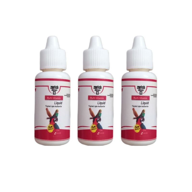 قطره مولتی ویتامین پرندگان زوریخ مدل multi vitamin وزن 90 میلی لیتر بسته 3عددی