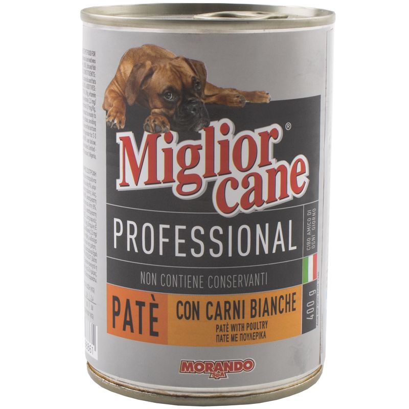 كنسرو سگ میگلیور کانی مدل con carni bianche وزن 400 گرم