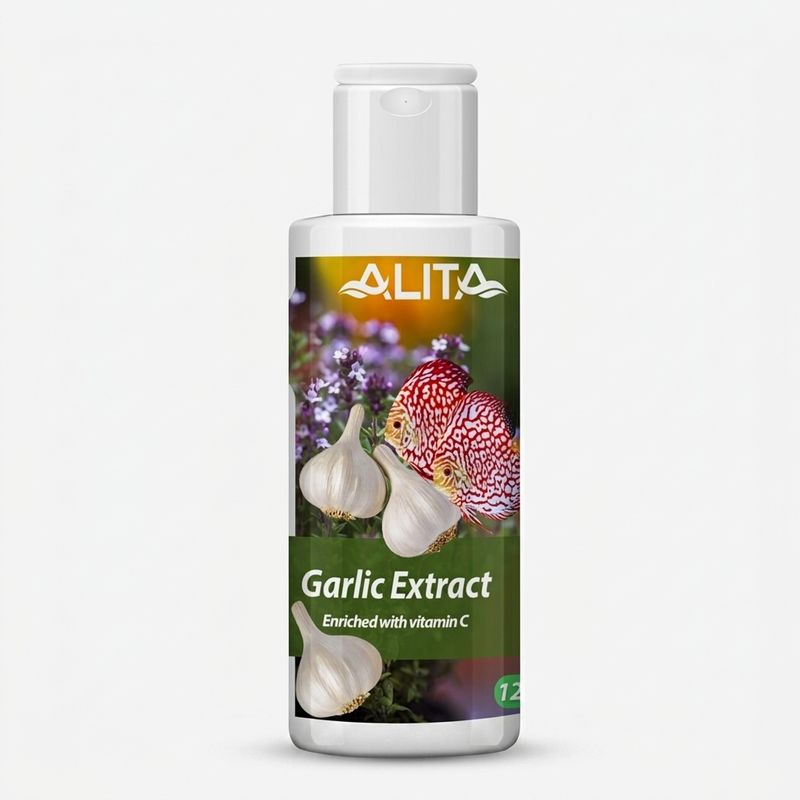 محلول ضدانگل آکواریوم مدل garlic extract حجم 120 میلی‌لیتر