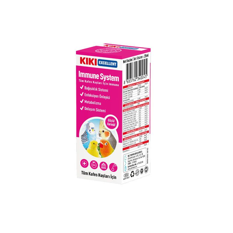 مکمل تقویت سیستم ایمنی پرندگان kiki مدل immune حجم 25 میلی لیتر