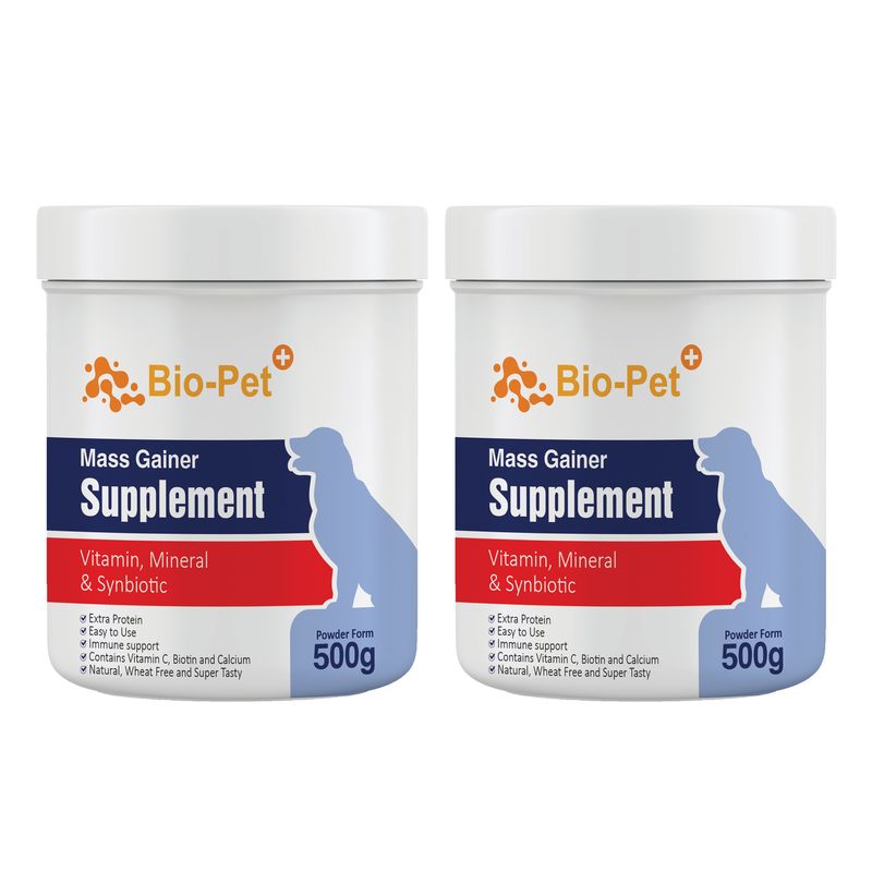 پودر مکمل سگ بایو پت مدل عضله‌ساز mass gainer وزن 500 گرم مجموعه 2 عددی