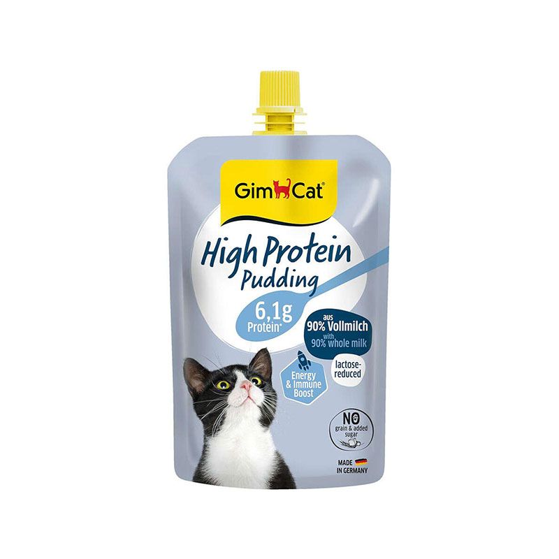 پودینگ گربه بالغ جیم کت مدل high protein pudding طعم شیر وزن 100 گرم