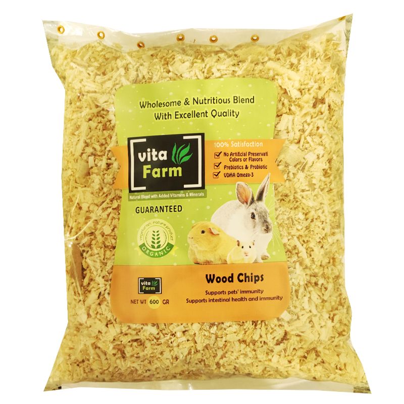پوشال بستر جوندگان ویتافارم مدل wood chips  وزن 600 گرم