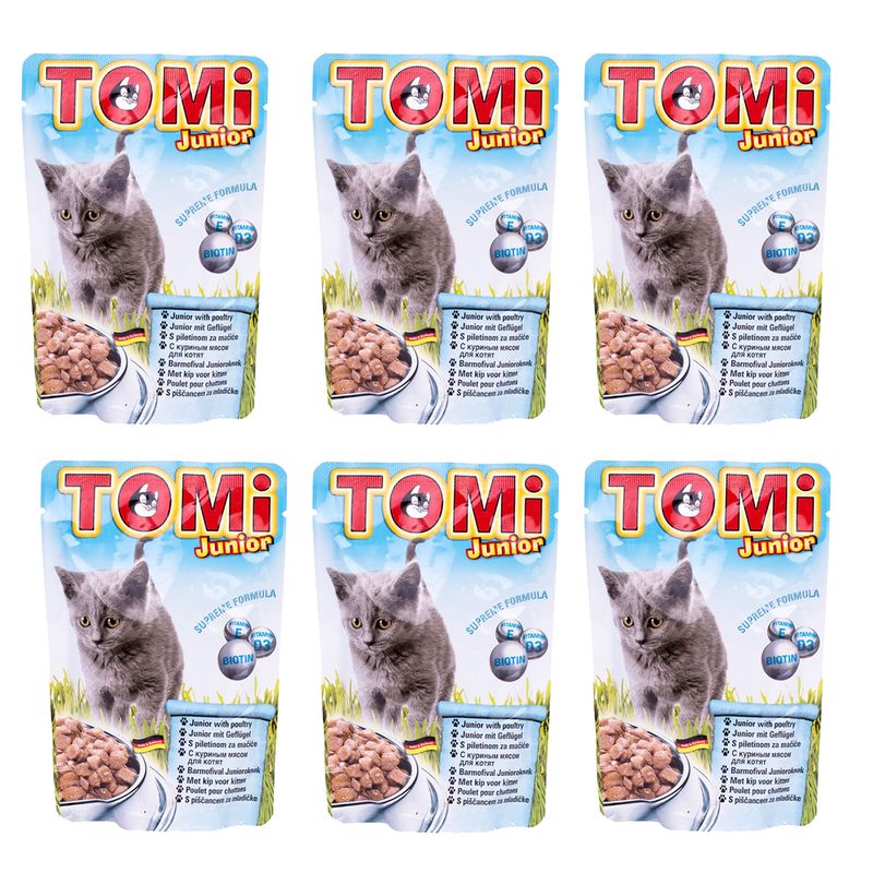 پوچ بچه گربه تامی مدل chicken وزن 100 گرم بسته 6 عددی