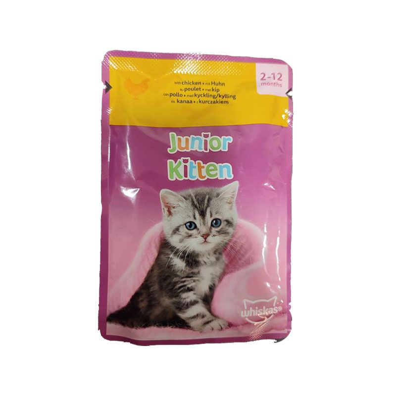 پوچ بچه گربه ویسکاس مدل kitten in jelly با طعم مرغ وزن 85 گرم