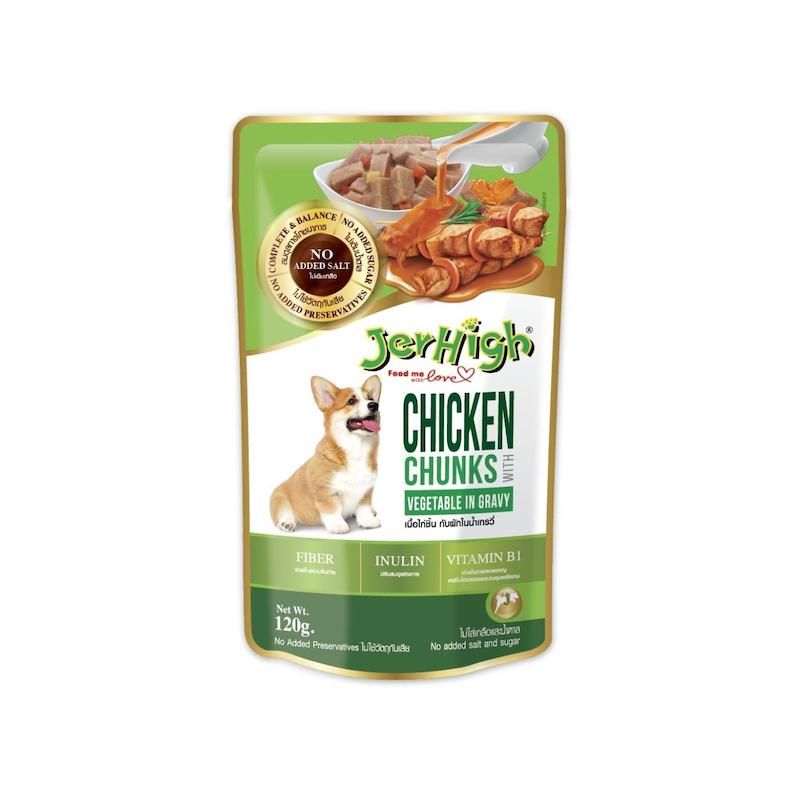 پوچ سگ جرهای مدل چانک chunks طعم مرغ و سبزیجات وزن ۱۲۰ گرم