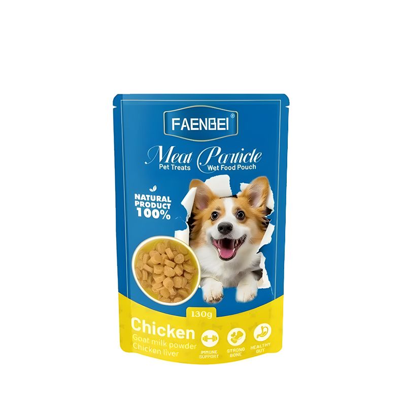 پوچ سگ فنبی مدل goat milk با طعم مرغ و شیر بز وزن 130 گرم
