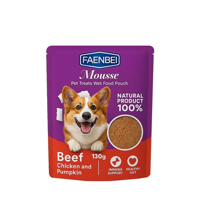 پوچ سگ فنبی مدل mousse طعم مرغ و کدو وزن ۱۳۰ گرم