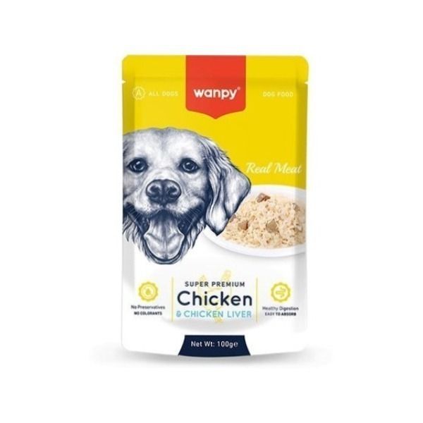 پوچ سگ ونپی مدل super premium طعم مرغ و جگر مرغ وزن 100 گرم