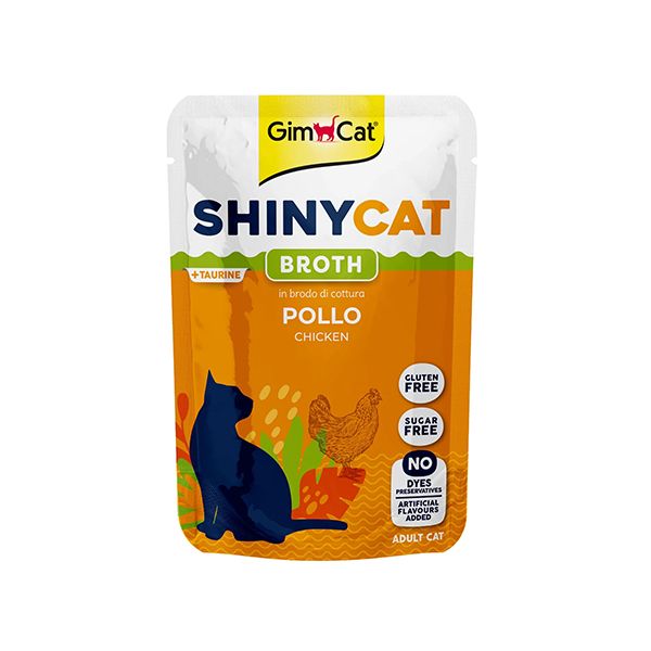 پوچ گربه بالغ جیم کت مدل shinycat broth طعم مرغ وزن 70 گرم