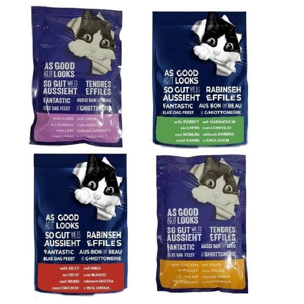 پوچ گربه بالغ فلیکس مدل as good طعم مرغ و گوشت وزن 85 گرم بسته 4 عددی
