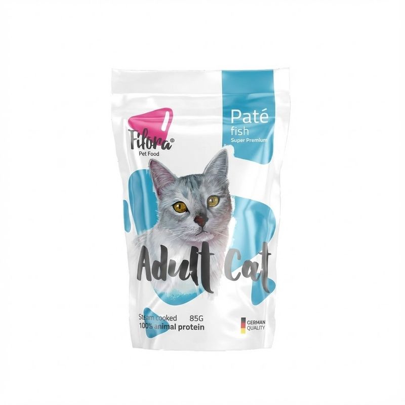 پوچ گربه بالغ فیفورا مدل adult cat fish pate طعم ماهی وزن 65 گرم