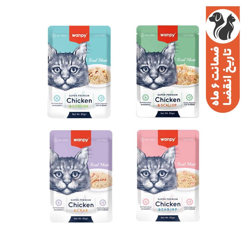 پوچ گربه بالغ ونپی مدل pack طعم میکس وزن 340 گرم بسته 4 عددی