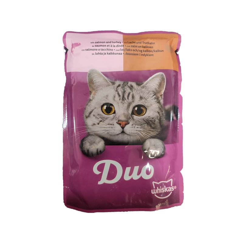 پوچ گربه بالغ ویسکاس مدل duo ocean delights in jelly با طعم ماهی سالمون و بوقلمون وزن 85 گرم