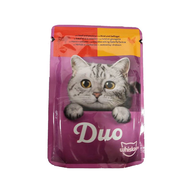 پوچ گربه بالغ ویسکاس مدل meaty combos in jelly با طعم گوشت گاو و پرندگان وزن 85 گرم