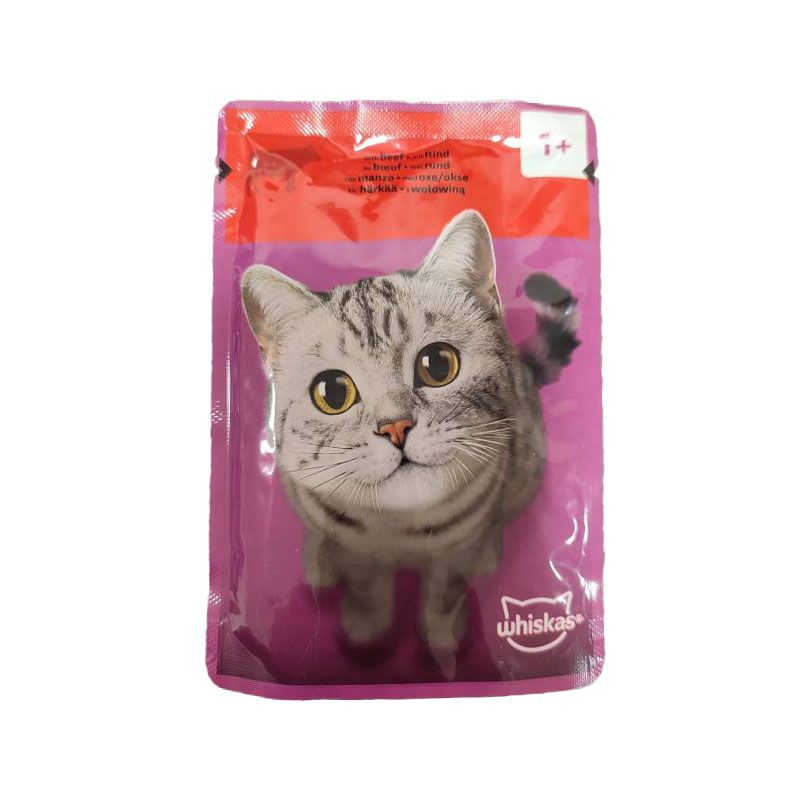 پوچ گربه بالغ ویسکاس مدل meaty meals in jelly با طعم گوشت گاو وزن 85 گرم