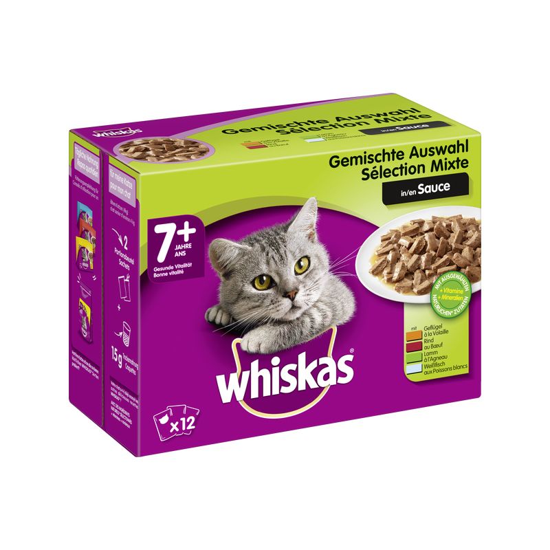 پوچ گربه بالغ ویسکاس مدل mix selection وزن 1200 گرم بسته 12 عددی