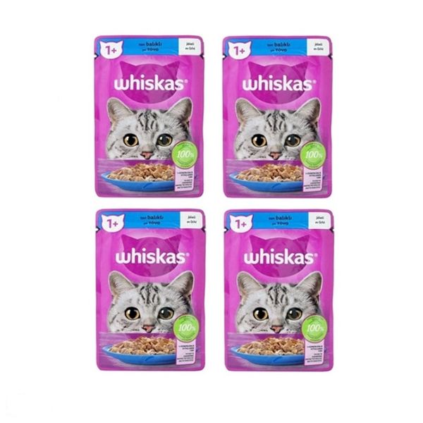پوچ گربه بالغ ویسکاس مدل گروی طعم ماهی قزل آلا وزن 85 گرم مجموعه 4 عددی