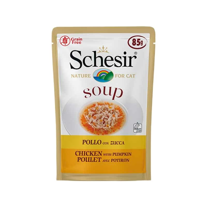 پوچ گربه شسیر مدل chicken and pumpkin وزن 85 گرم