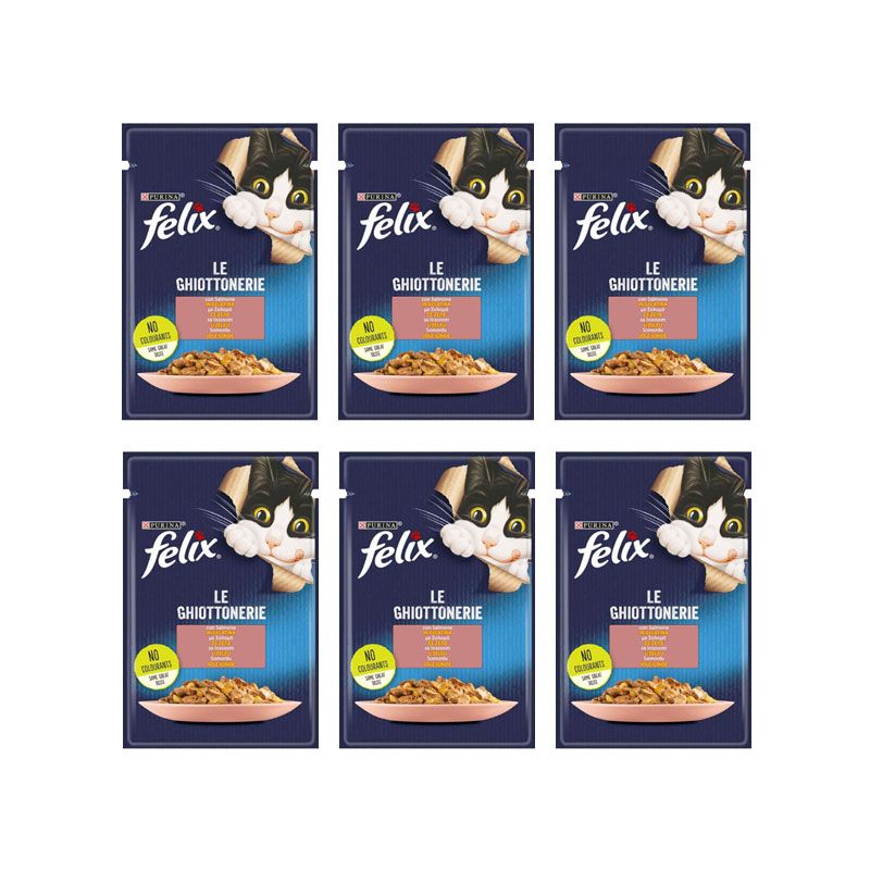 پوچ گربه فلیکس مدل cat pouch jelly با طعم ماهی سالمون بسته 6 عددی