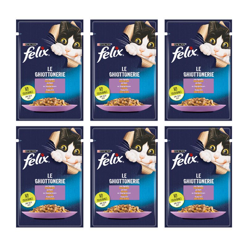 پوچ گربه فلیکس مدل lamb وزن 85 گرم بسته 6 عددی