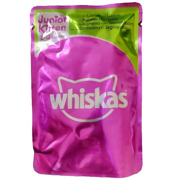 پوچ گربه ویسکاس مدل whiskas with lamb mit lamm وزن 100 گرم