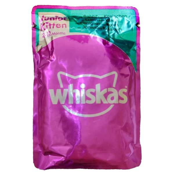 پوچ گربه ویسکاس مدل whiskas with rabbit mit kaninchen وزن 100 گرم