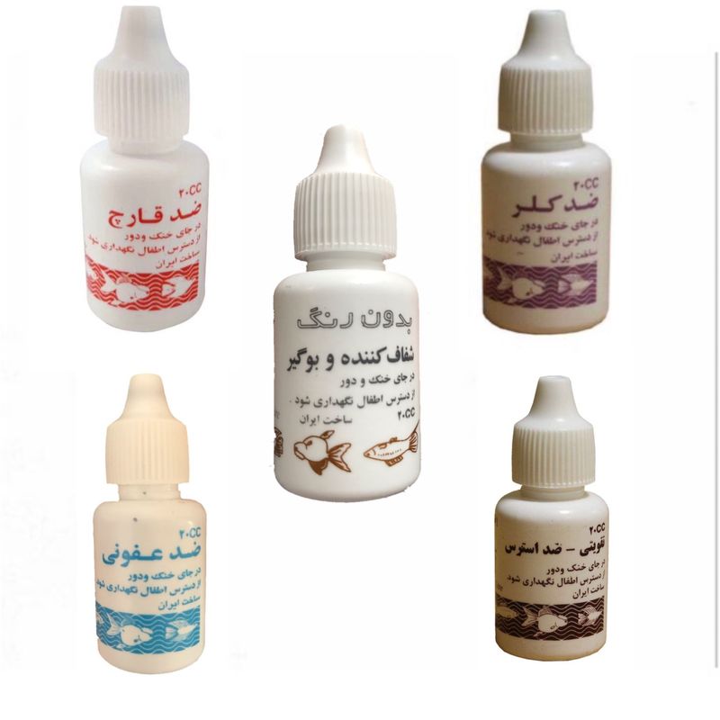 پک آماده سازی آکواریوم مدل ماهیان زینتی پارسیس حجم 100 میلی لیتر مجموعه 5 عددی