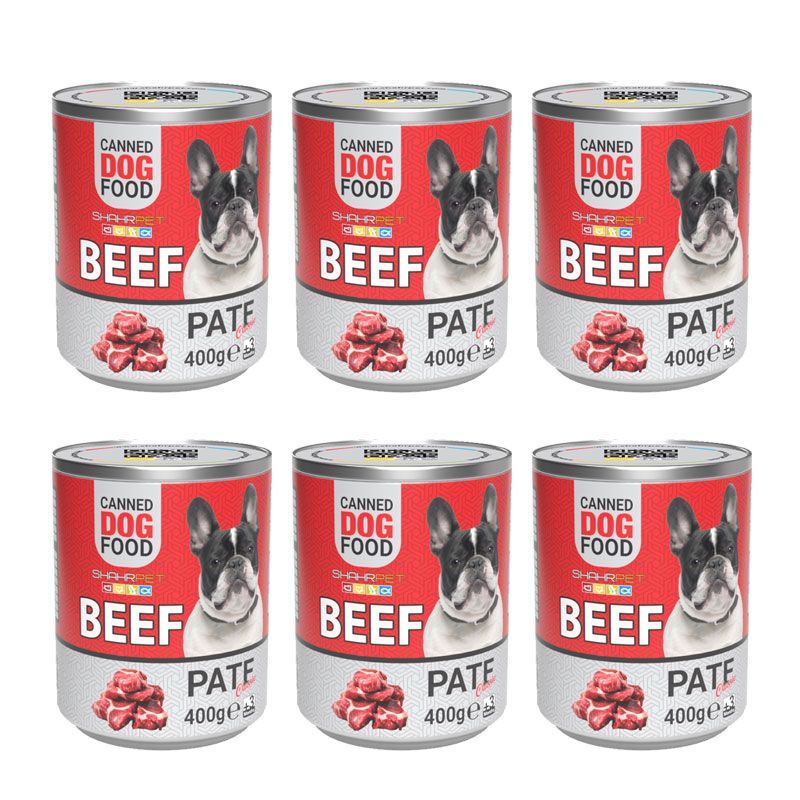 کنسرو سگ شهرپت مدل beef وزن 400 گرم محموعه 6 عددی