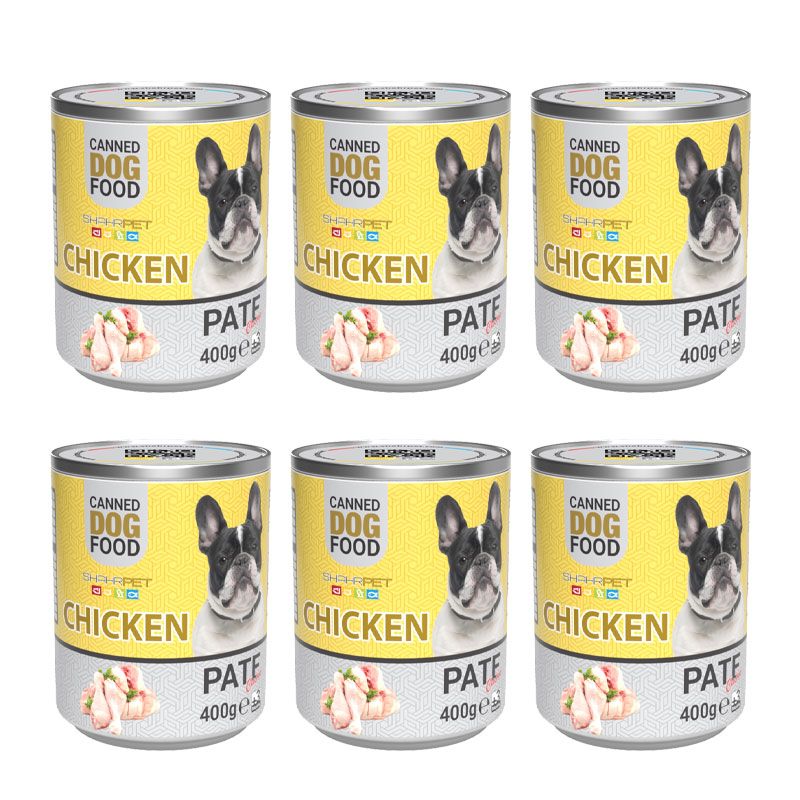 کنسرو سگ شهرپت مدل chicken وزن 400 گرم بسته 6 عددی