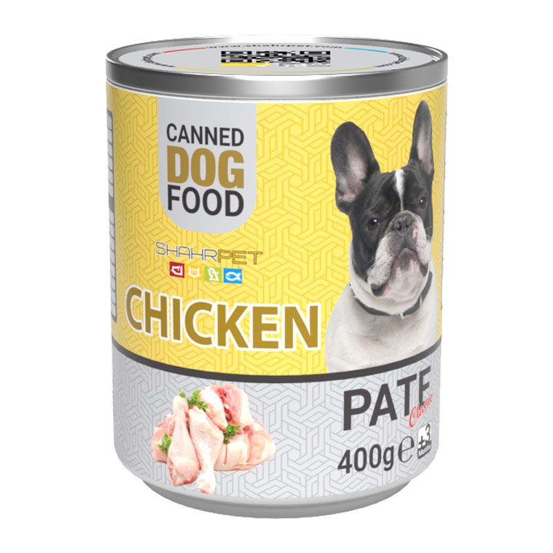 کنسرو سگ شهرپت مدل chicken وزن 400 گرم