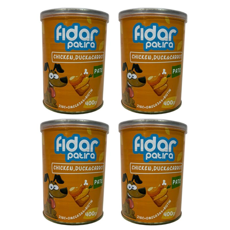 کنسرو سگ فیدار پاتیرا مدل chickenduck وزن 400 گرم بسته 4 عددی