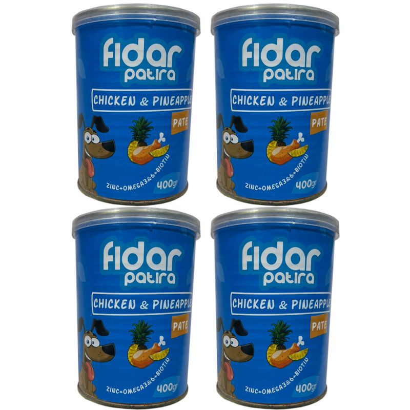 کنسرو سگ فیدار پاتیرا مدل chickenpineapple وزن 400 گرم بسته 4 عددی