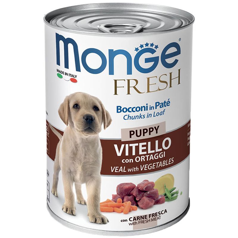 کنسرو سگ مونژ مدل chunks puppy veal and vegetables 14441 با طعم گوساله و سبزیجات وزن 400 گرم1007796