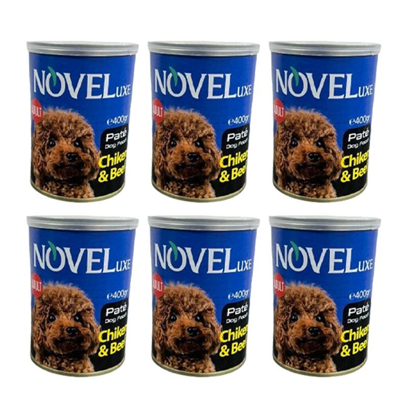 کنسرو سگ نوول لوکس مدل chicken beef وزن 400 گرم بسته 6 عددی
