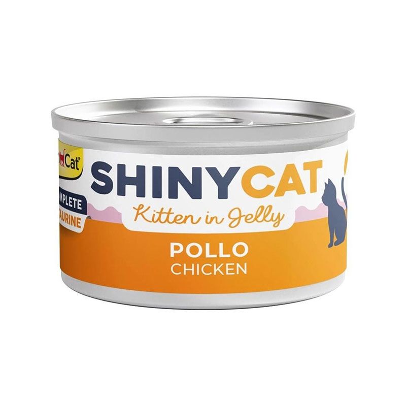 کنسرو غذای بچه گربه جیم کت مدل shinycat kitten chicken in jelly با طعم مرغ وزن 70 گرم