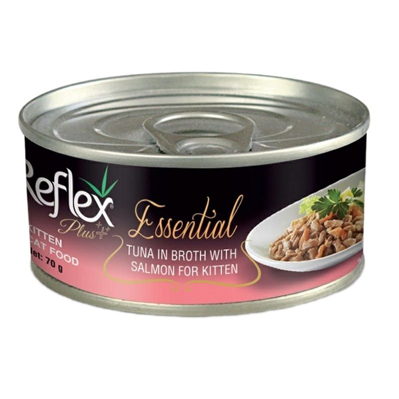 کنسرو غذای بچه گربه رفلکس مدل tuna in broth with salmon for kitten وزن 70 گرم